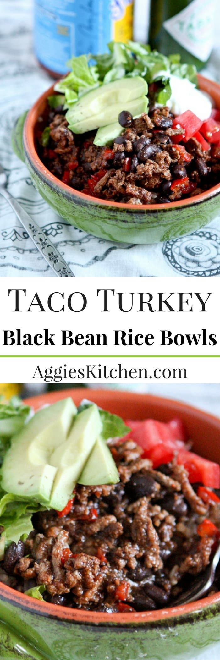 Taco Turkey & Black Bean Rice Bowl - Aggie's Kitchen