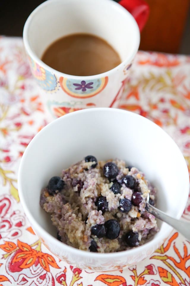 Blueberry, Banana and Peanut Butter Oatmeal | Aggie's Kitchen