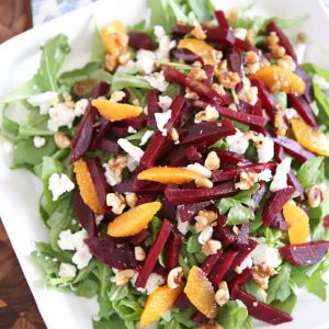 Spring Beet and Goat Cheese Salad with Walnuts from aggieskitchen.com #ThinkFisher