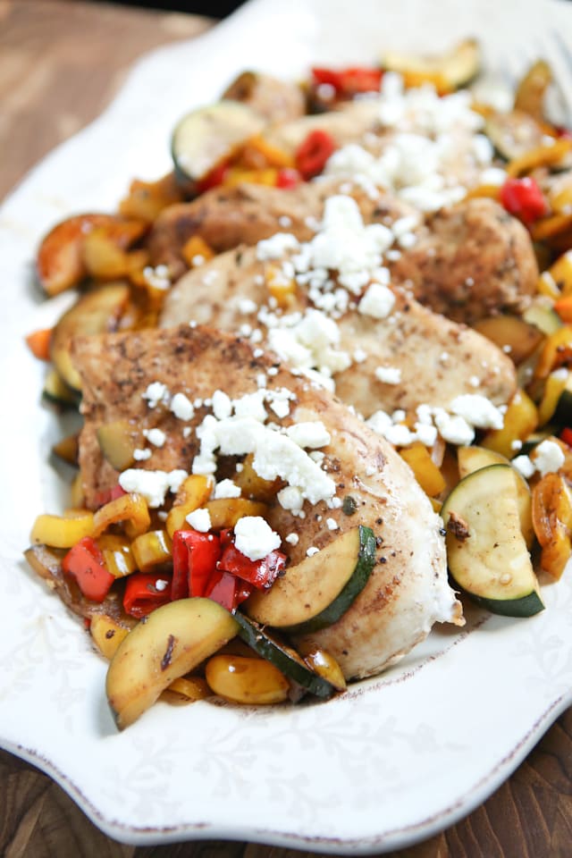 Skillet Balsamic Chicken with Sweet Peppers and Zucchini