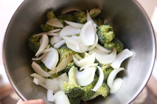 Grilled Broccoli and Vidalia Onion with Pine Nuts and Fresh Parmesan Cheese