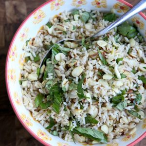 Toasted Almond Herbed Brown Rice | Aggie's Kitchen #ThinkFisher