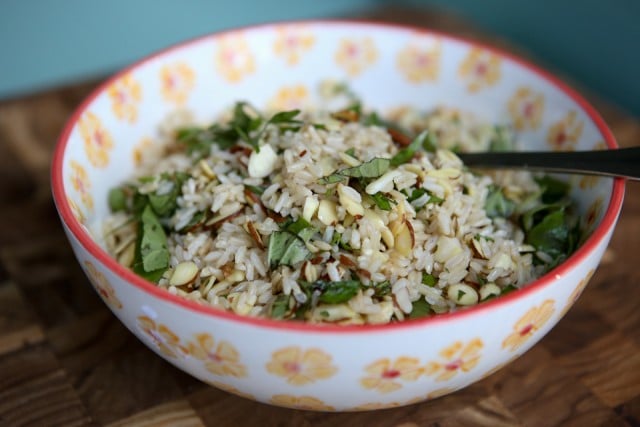 Toasted Almond Herbed Brown Rice | Aggie's Kitchen #ThinkFisher