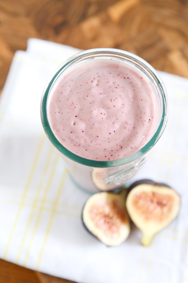 Got figs? Throw them into the blender with Greek yogurt to make this tasty Fresh Fig Greek Yogurt smoothie!