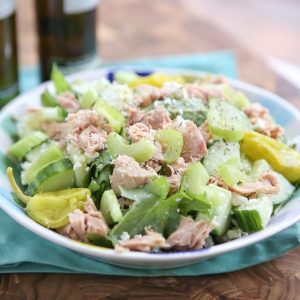 Mediterranean Chopped Tuna Salad - flavor packed, high in protein and veggies and low in carbs. My go-to lunch salad!