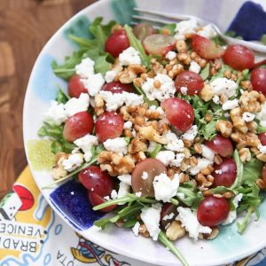 Packed with incredible flavor and nutrition, this Wheatberry and Arugula Salad with Grapes and Nuts will quickly become your new favorite salad!