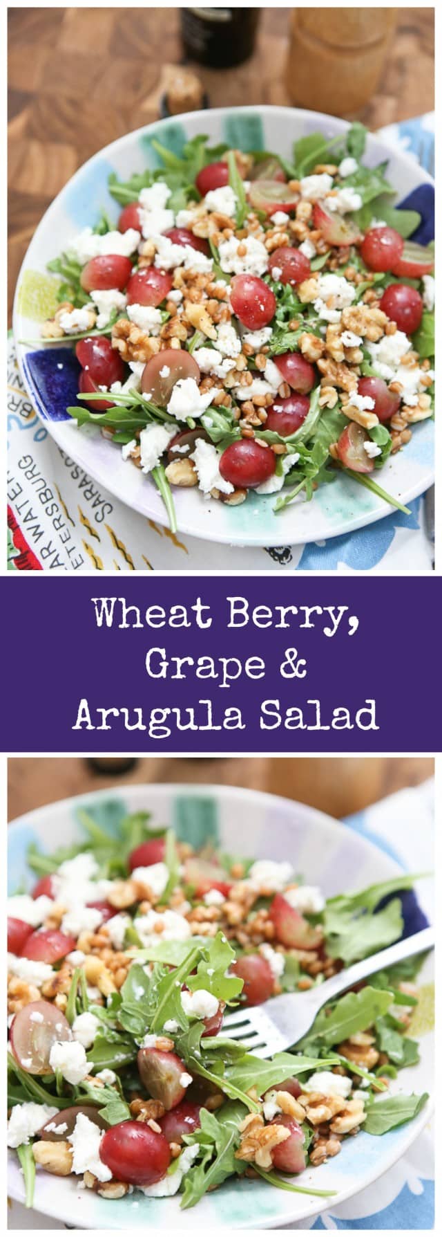 One of my all time favorite salads! Full of flavor and texture, this Wheat Berry and Arugula Salad with Grapes and Nuts will satisfy any salad craving - and you'll feel good eating it too!