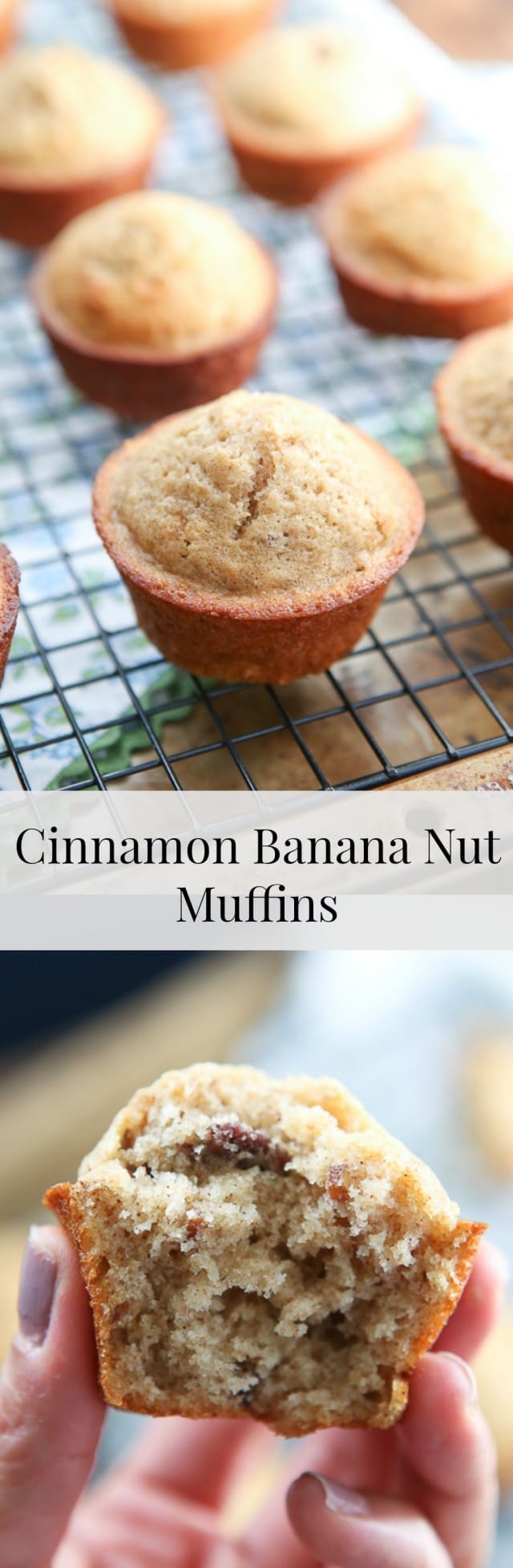 Crunchy pecans, cinnamon and Greek yogurt make these Cinnamon Banana Nut Muffins a treat your whole family will love. #ad