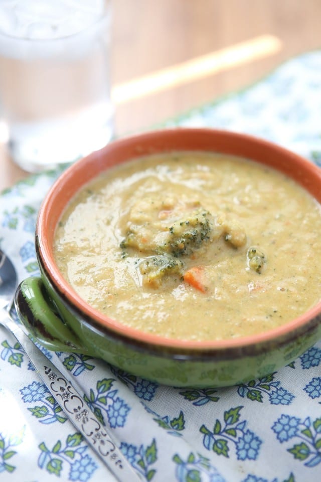 Filled with lots of veggies, this Broccoli Cheese Soup hits the spot (and is lighter than most creamy soups!)