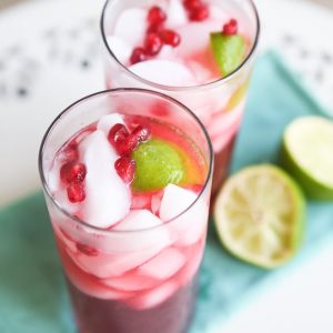 A festive way to bring in the holidays with a seasonal cocktail! Pomegranate, lime and rum - shaken not stirred! Cheers!