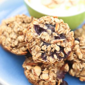 We love this recipe for Blueberry Almond Oatmeal Bites for breakfast or a healthy snack! Serve with vanilla Greek yogurt and a drizzle of honey, so good!