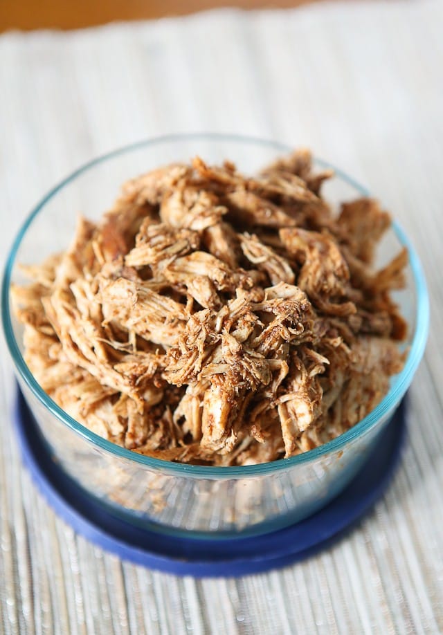 bowl of shredded barbecue chicken