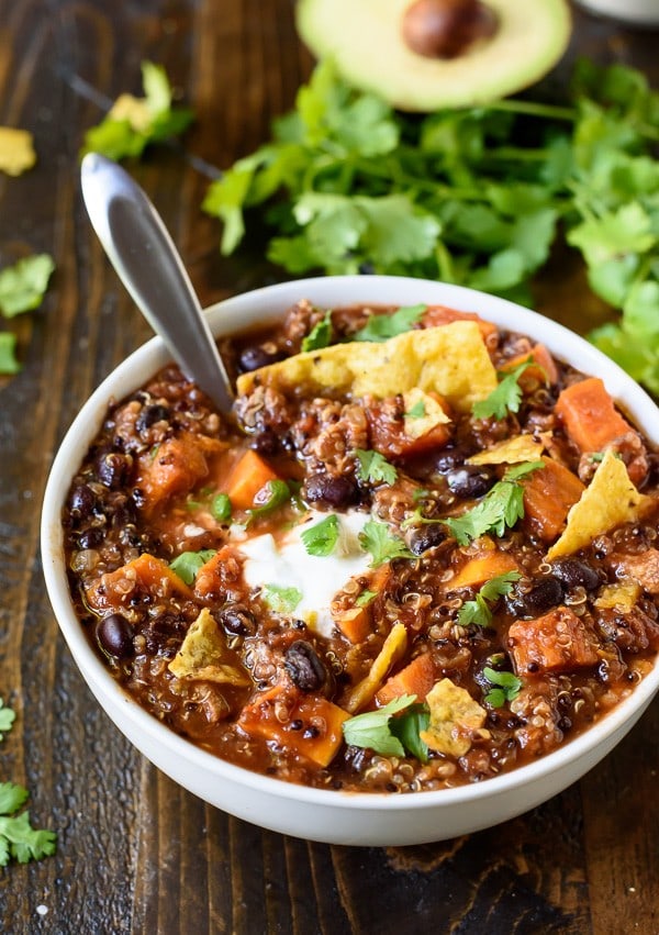 The BEST Slow Cooker Turkey Quinoa Chili from WellPlated.com