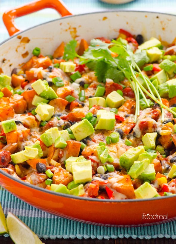 Quick Tex Mex Sweet Potato Skillet | iFoodreal.com