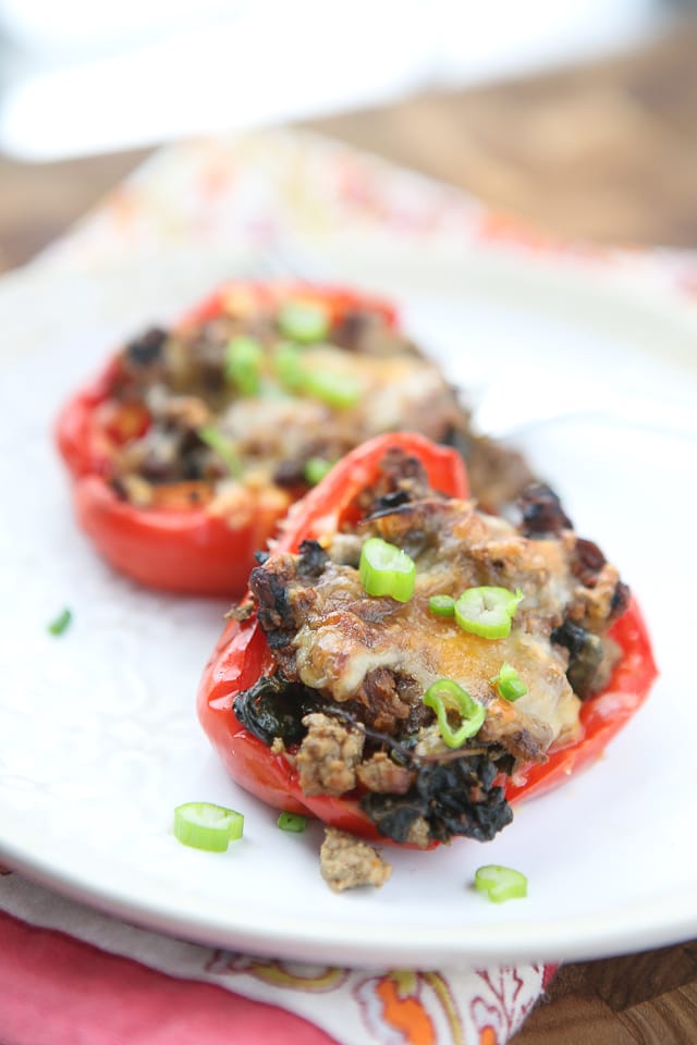 Beef and Spinach Stuffed Peppers