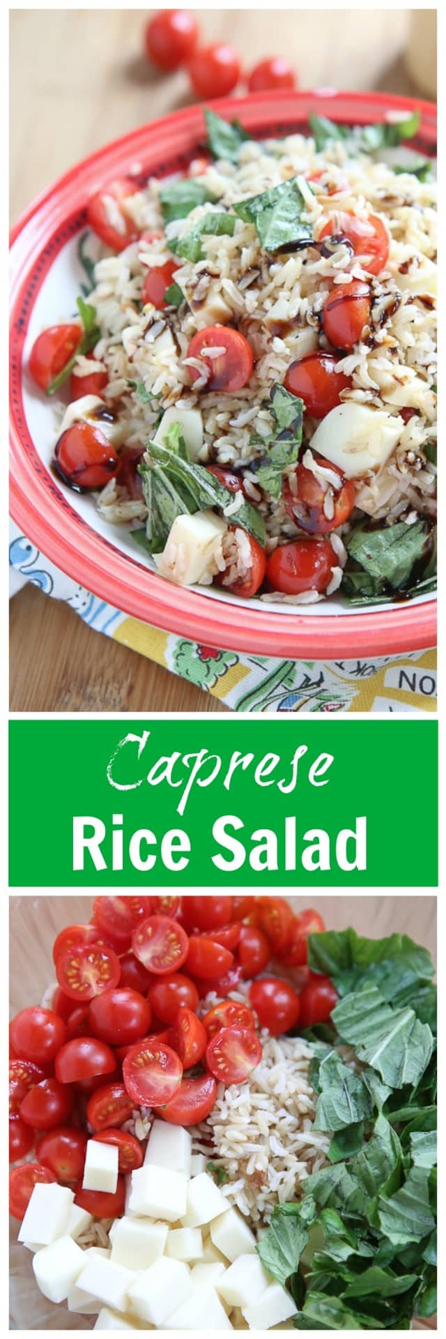 This Caprese Rice Salad recipe is bursting with fresh flavors! Great side dish for grilled meats or double the recipe to take to a barbecue or picnic.