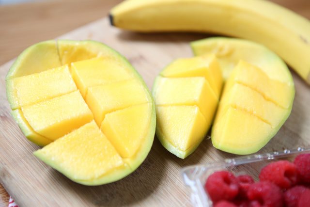 Fun breakfast idea for you and the kids! Breakfast Fruit Skewers (with whole grain waffles & nut butter) inspired by Produce for Kids.