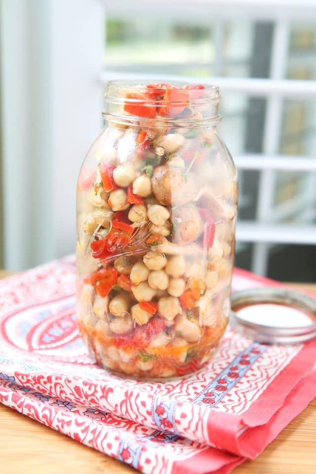 Bring this savory Marinated Mushroom and Chickpea Salad to your next picnic or barbecue! Enjoy on it's own as a vegetarian option, or as a side dish.