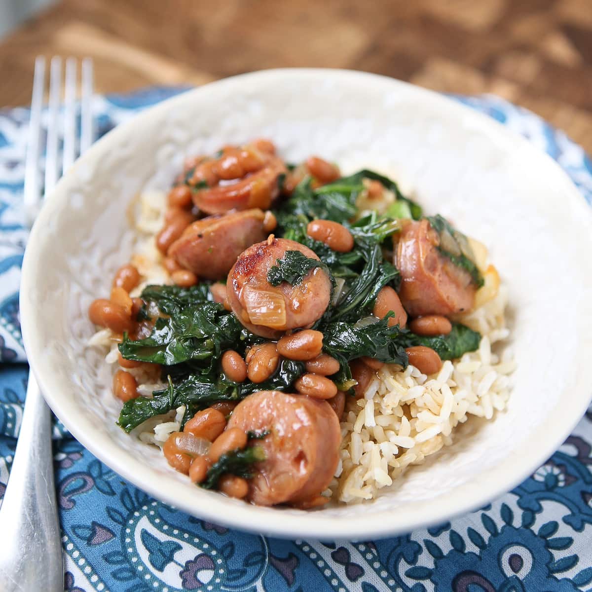 Bean, Sausage and Kale Skillet