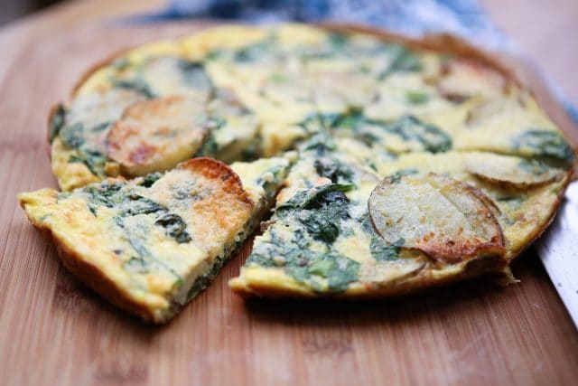 Spinach and Potato Frittata - a few simple ingredients and you have a delicious breakfast, lunch or dinner! Perfect for Meatless Monday! Recipe via aggieskitchen.com 