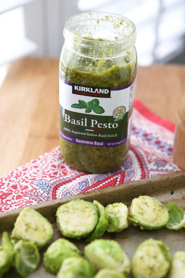 Brussels Sprouts with an Italian twist! Just a few ingredients, these Pesto Roasted Brussels Sprouts will make a great addition to any meal! Recipe via aggieskitchen.com