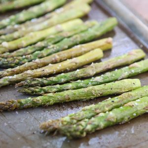 Roasted Asparagus is an easy way to get this spring vegetable favorite on the table at dinner time. Seasoned simply with just olive oil, salt and pepper and roasted to perfection.