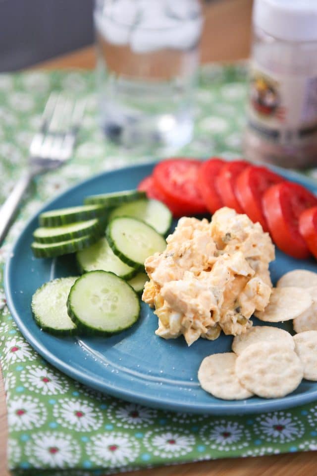 Creamy Greek Yogurt Egg Salad kicked up with smoked paprika - serve with bread, crackers or veggies for a healthy lunch or snack. Recipe via aggieskitchen.com