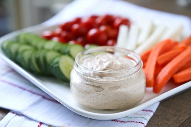 Break out the veggies and your favorite dippers for this creamy, kicked-up Chipotle Ranch Greek Yogurt Dip! Recipe via aggieskitchen.com #UndeniablyDairy