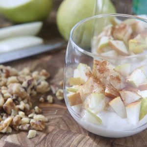 greek yogurt parfait with pears walnuts